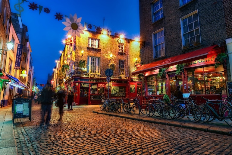 Dublin Ireland Temple Bar street scene night HDR