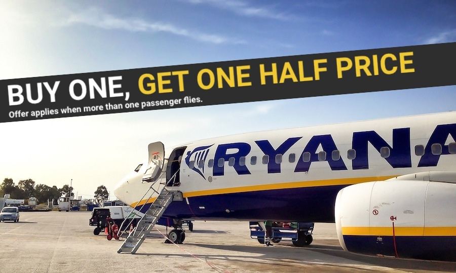 Ryanair akcija buy one 2nd half price 2