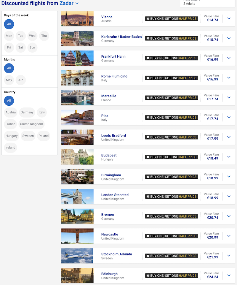 zadar flights 1