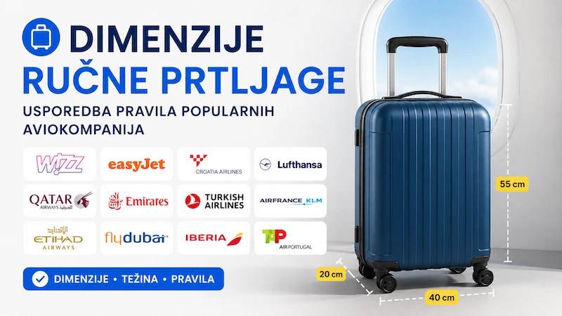 Tablica za usporedbu - ručna prtljaga, sve kompanije