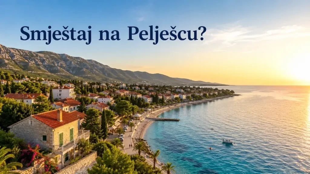 Gdje odsjesti na Pelješcu – panoramski pogled na Orebić i obalu Pelješca