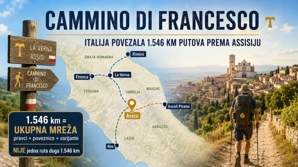 Cammino di Francesco: Italija povezala 1.546 km hodočasničkih putova prema Assisiju 26 Cammino di Francesco – hodočasnički putovi prema Assisiju kroz središnju Italiju