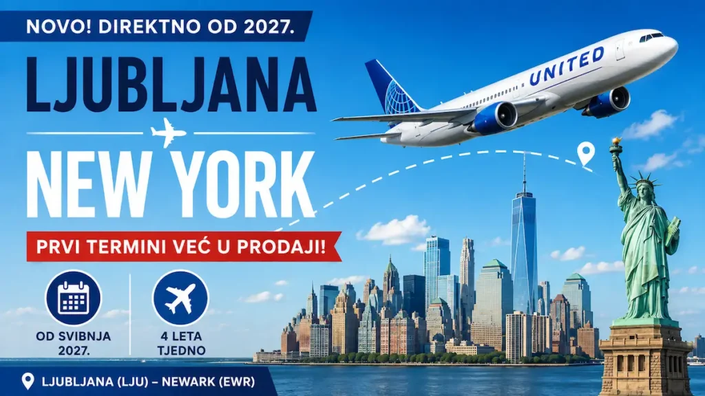 Direktni letovi Ljubljana – New York od svibnja 2027. godine