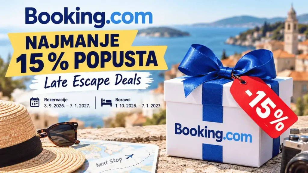 Booking.com Late Escape Deals s najmanje 15 posto popusta na smještaj diljem svijeta