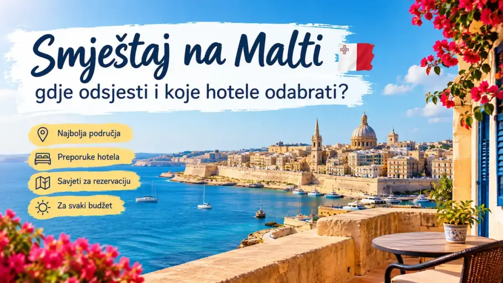 Smještaj na Malti: gdje odsjesti i koje hotele odabrati? 1 Smještaj na Malti – gdje odsjesti i koje hotele odabrati? Ilustracija Vallette s preporukama lokacija za smještaj.